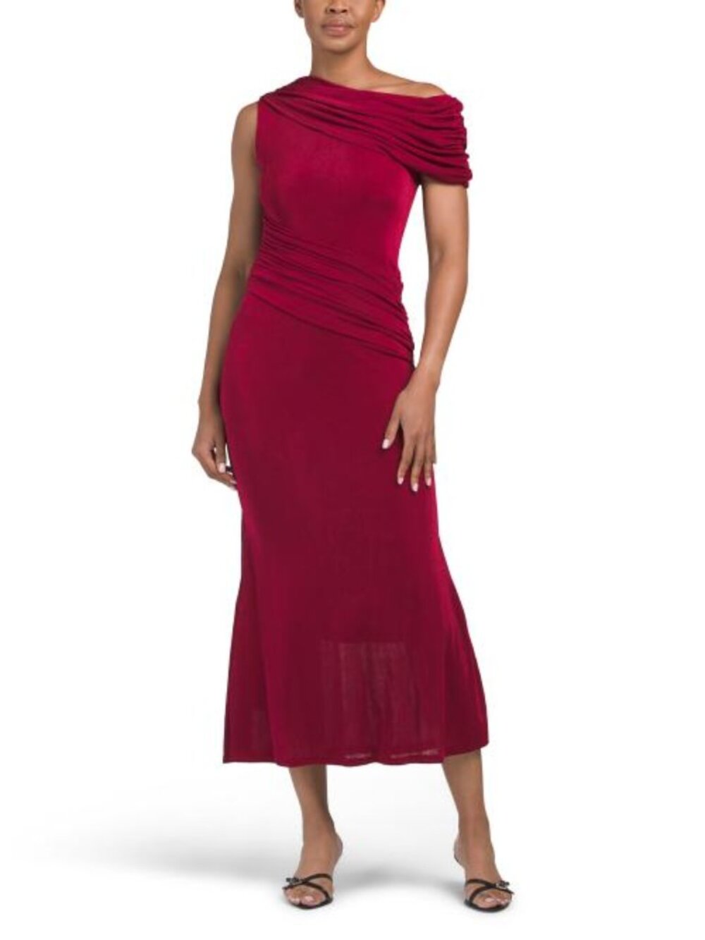 DALIA MACPHEE One Shoulder Draped Gown